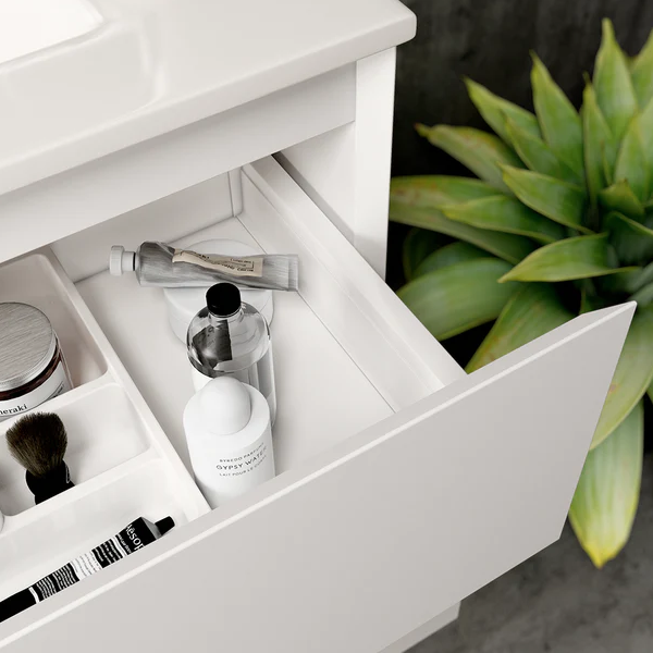 Kameo 80cm Wall Hung 2 Drawer Vanity Unit with Basin - Matt White