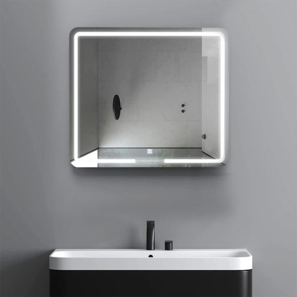 Square White Light Touch Mirror 70*80 cm