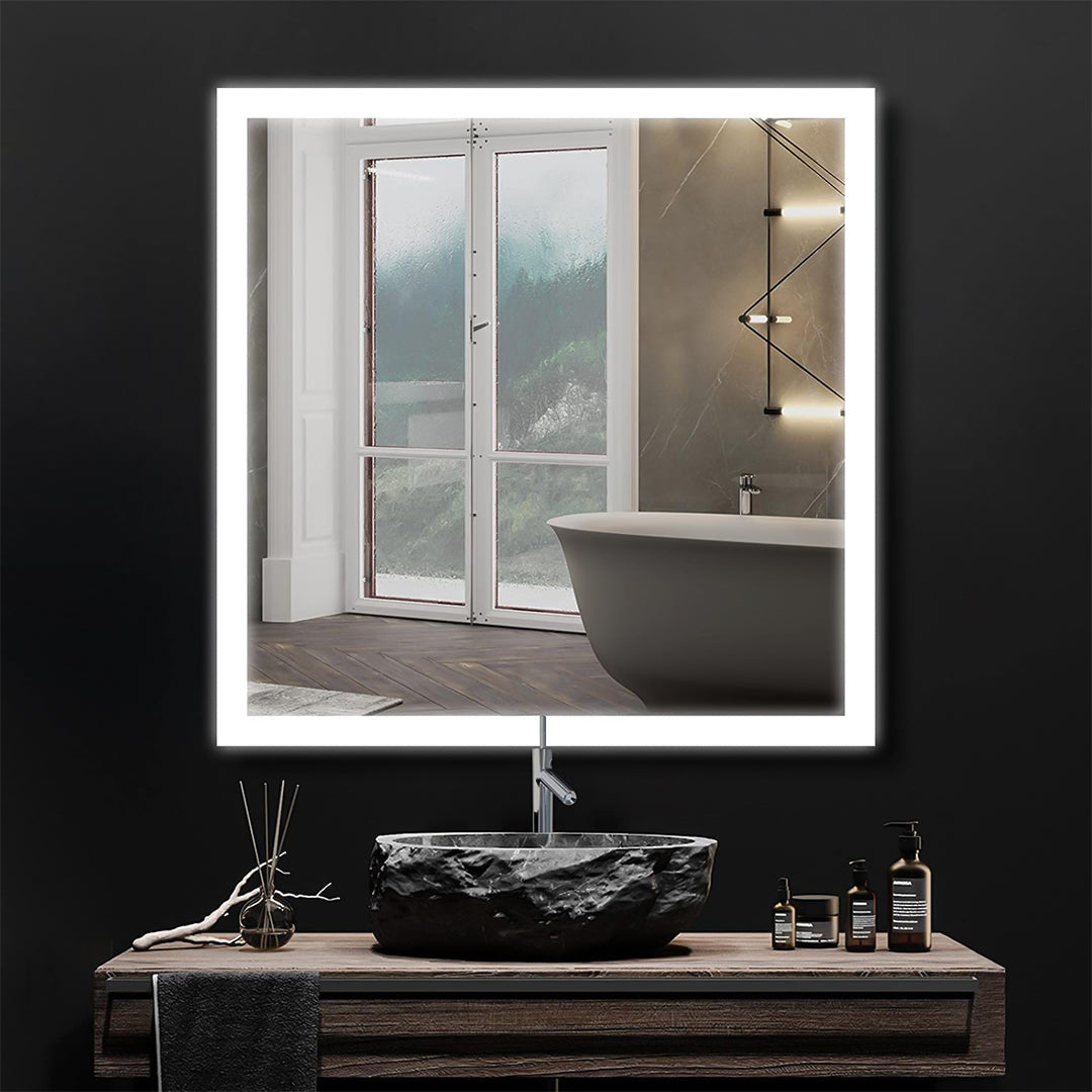 Square White Light Mirror 80*80 cm