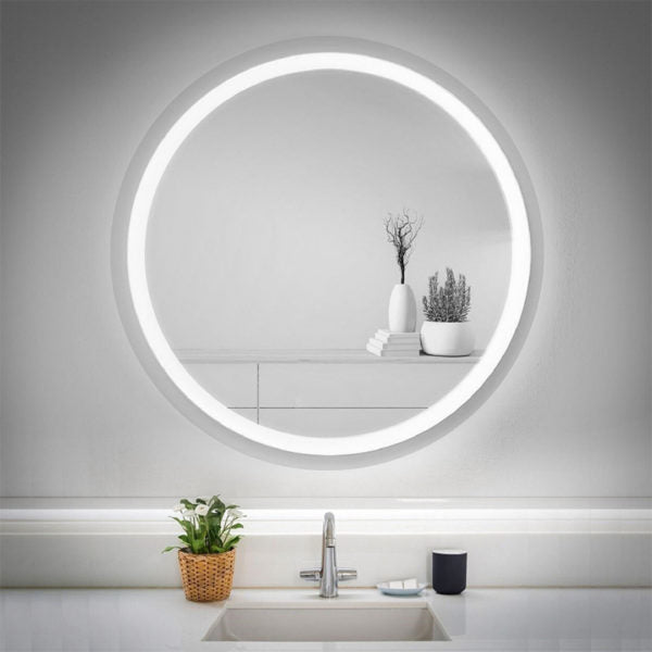 Rounded White Light Mirror 80 cm