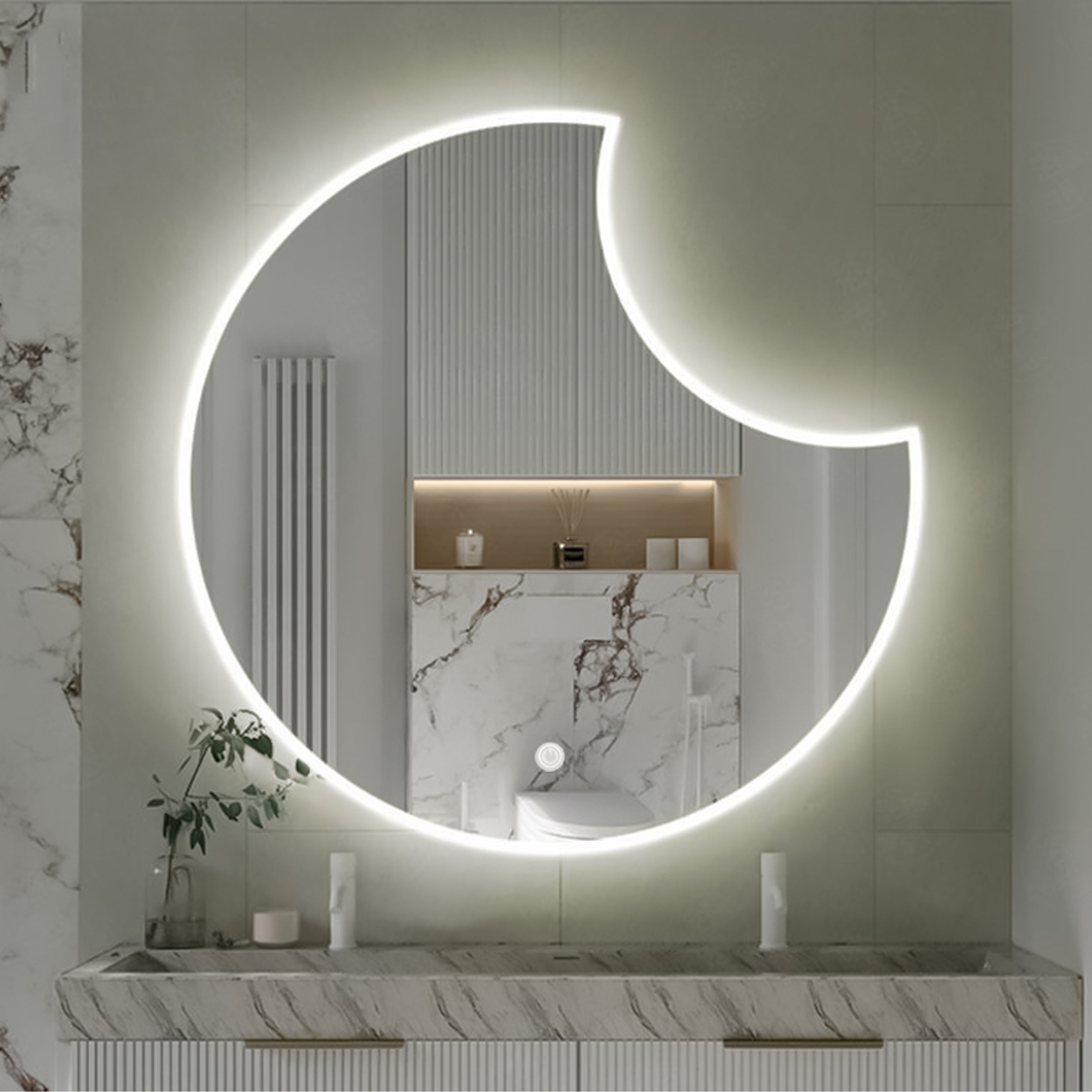 Helal White Light Touch Mirror 70 cm