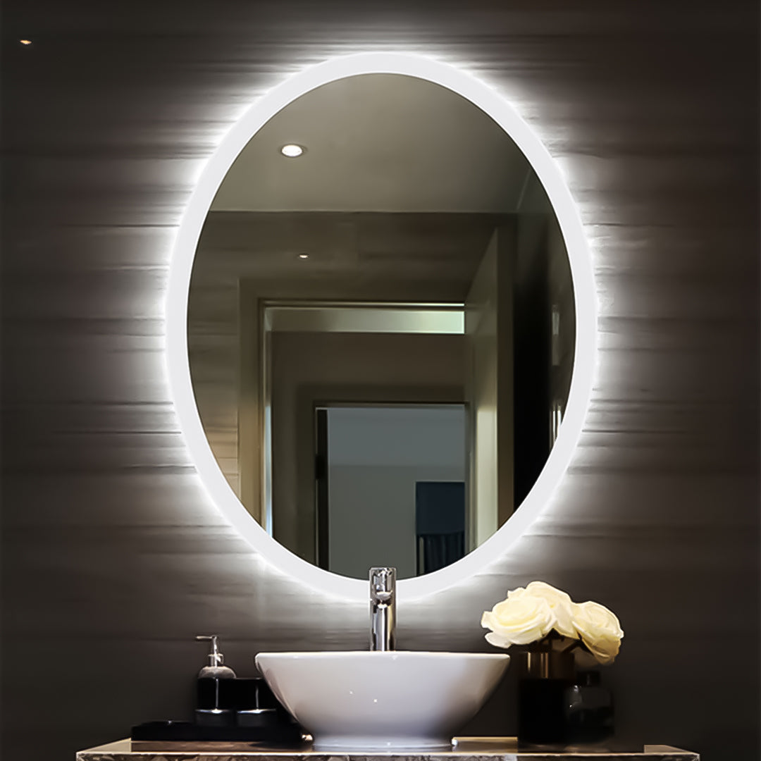 Oval White Light Mirror 80*60 cm