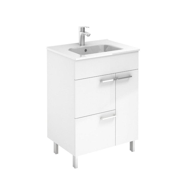 A modern freestanding vanity from VIVADOW in elegant white