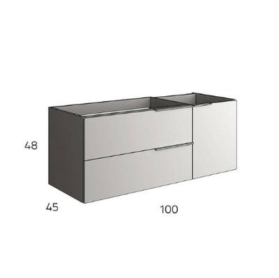 Verona Duo 100cm Wall Hung Basin Unit with Door & Worktop - Ostippo Oak