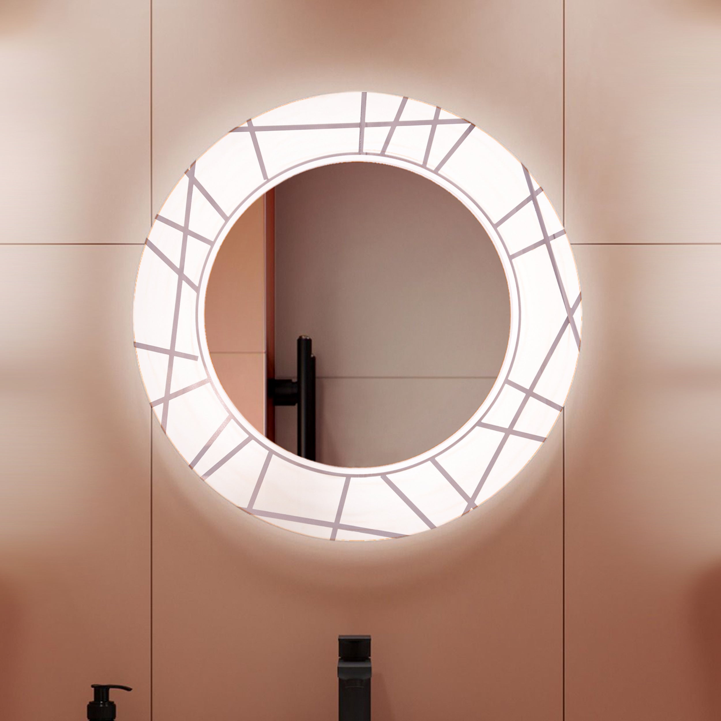 Rounded R White Light Mirror 70 cm