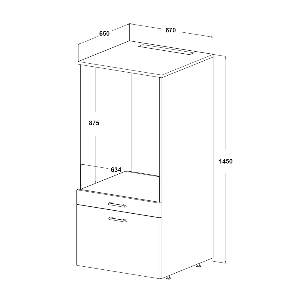 Cabinet for washing machine + pull-out board, black, HWD: 145x67x65 cm