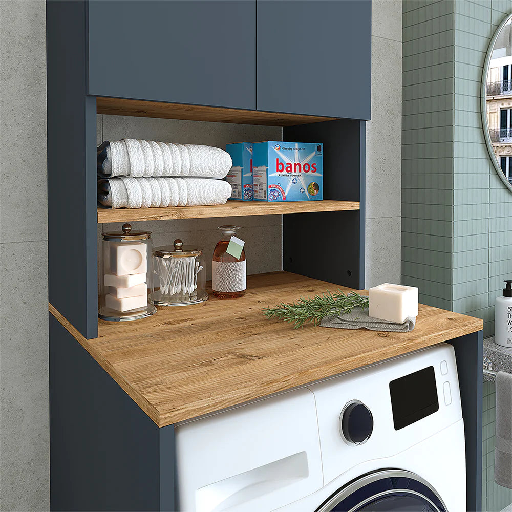 Cabinet for washing machine, white/anthracite, MONICA, 65 x 181 x 60 cm