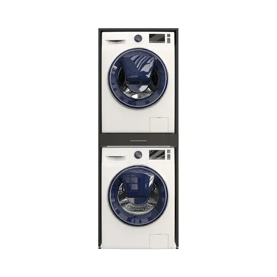Cabinet for washing machine and dryer, with pull-out shelf, black