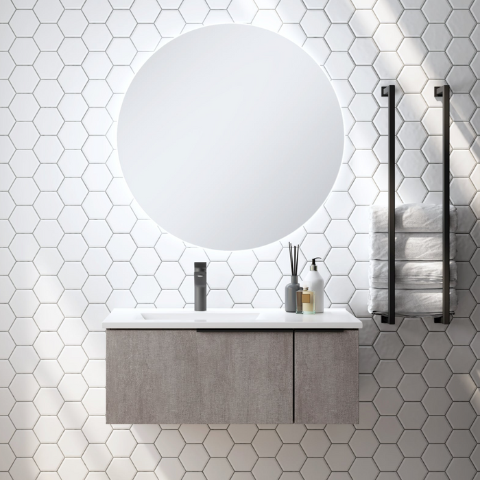 Siena 80cm Wall Hung Basin Unit - Stone Grey