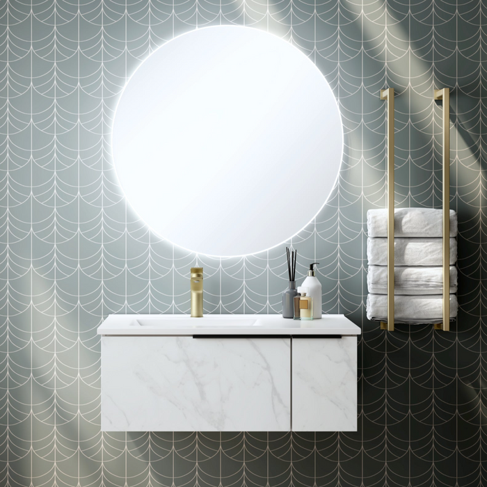 Siena 80cm Wall Hung Basin Unit - Carrara Marble