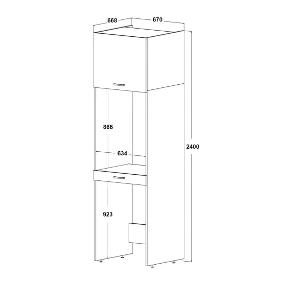 Cabinet for washing machine and dryer, with pull-out shelf, with 57 cm folding cabinet, white