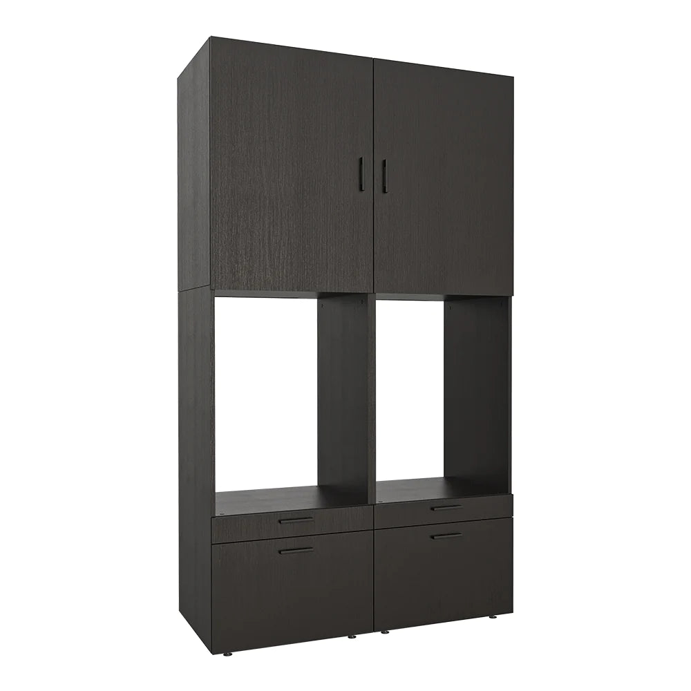 Cabinet for washing machine and tumble dryer with panels 87 cm, black oak, drawer + pull-out board