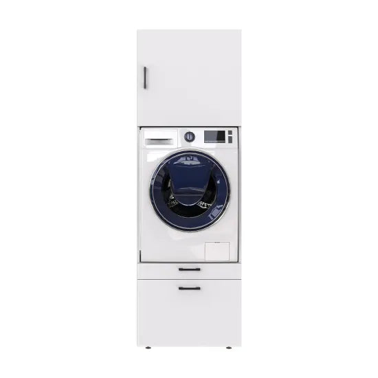 Laundry cabinet, white, drawer and pull-out board, 205x67x66,8 cm