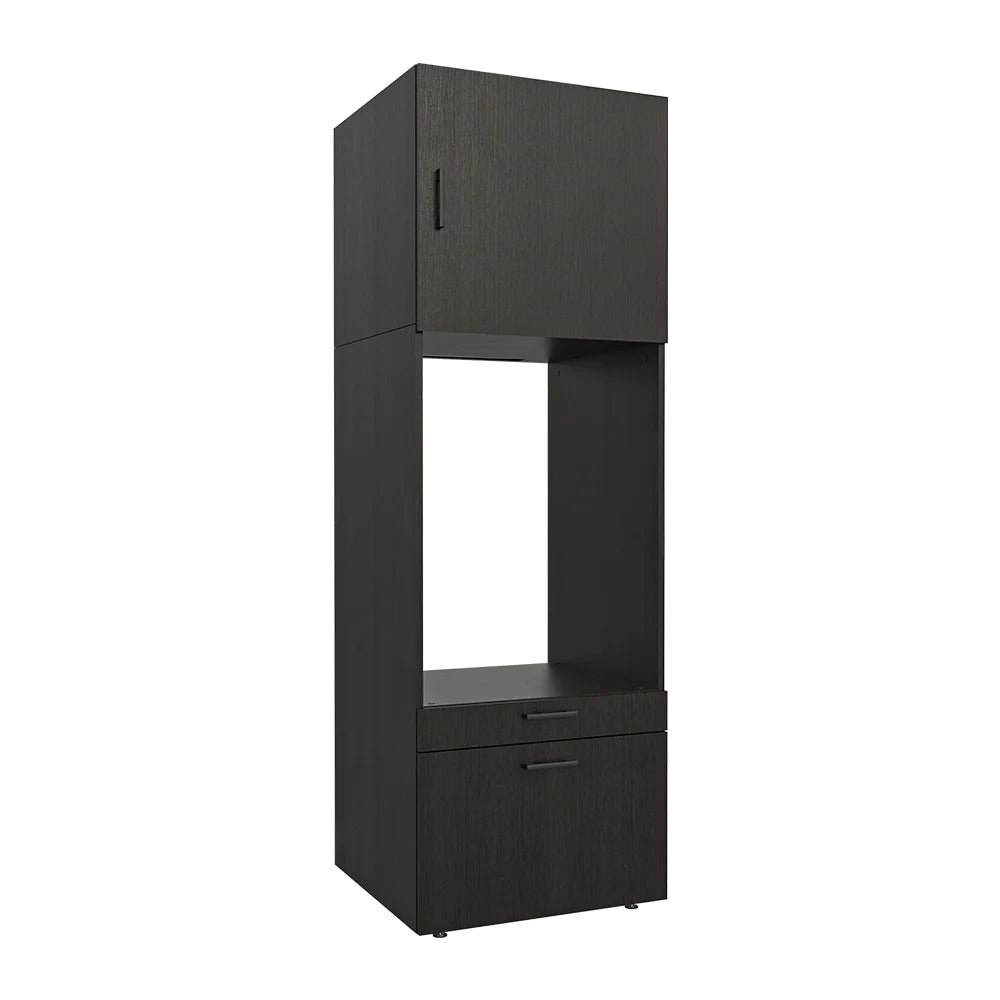 Laundry cabinet, black, drawer and pull-out board, 205x67x66,8 cm