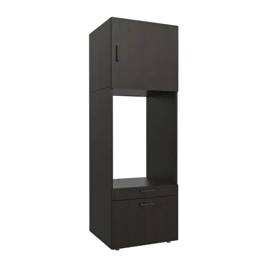 Laundry cabinet, black, drawer and pull-out board, 205x67x66,8 cm