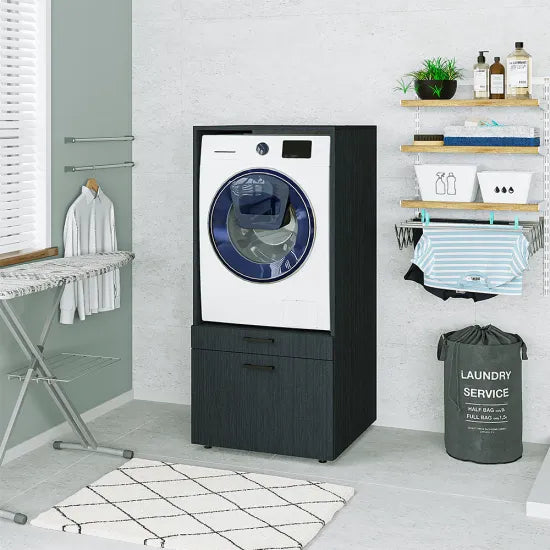 Cabinet for washing machine + pull-out board, black, HWD: 145x67x65 cm