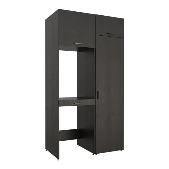 Washing Machine and Dryer Cabinet with Side Cabinet, 240 cm, Black, 3 Shelves