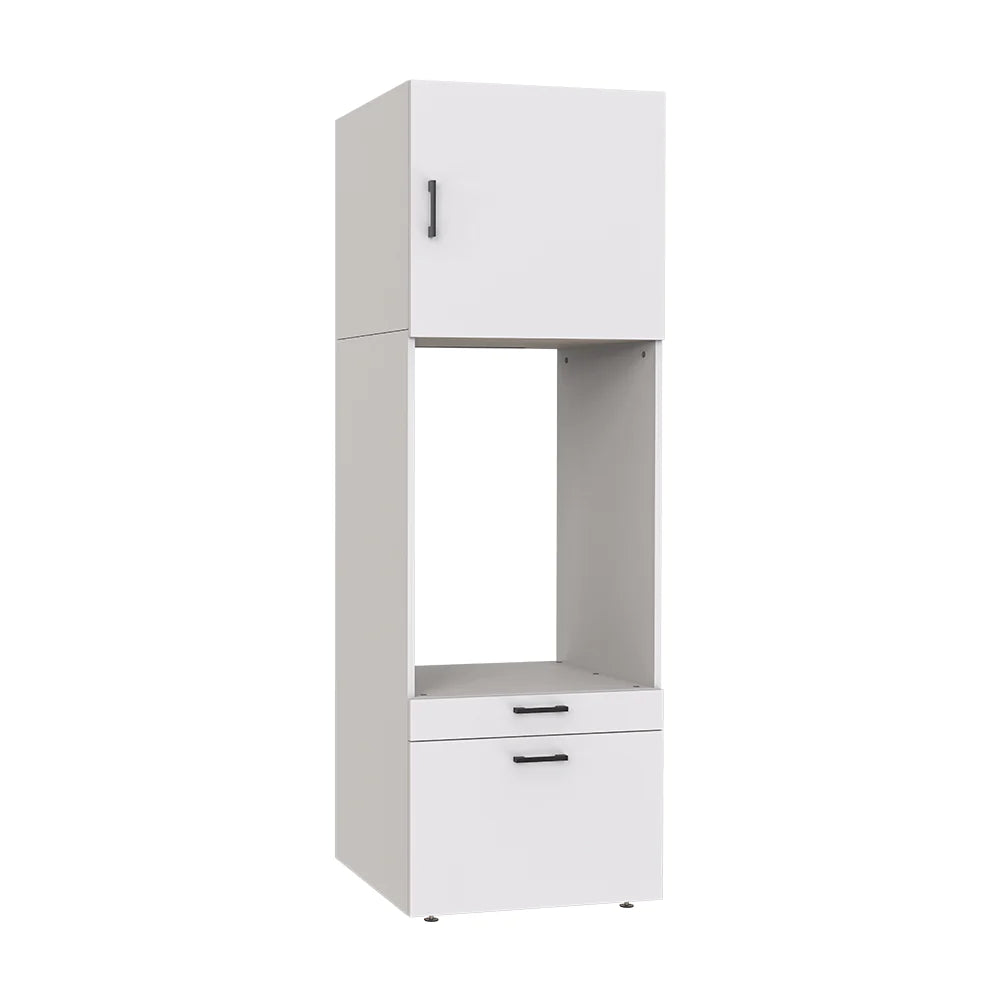 Laundry cabinet, white, drawer and pull-out board, 205x67x66,8 cm