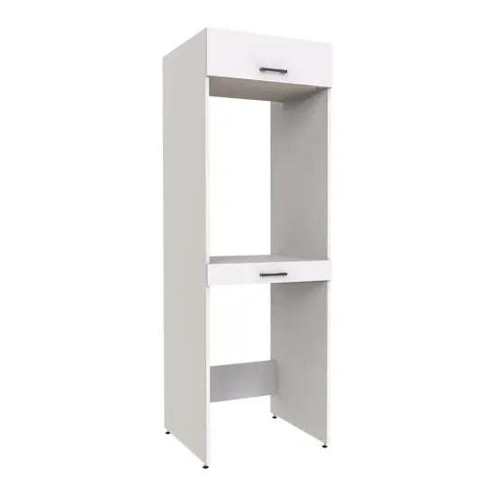 Cabinet for washing machine and dryer, with pull-out shelf, with 22 cm folding cabinet, White