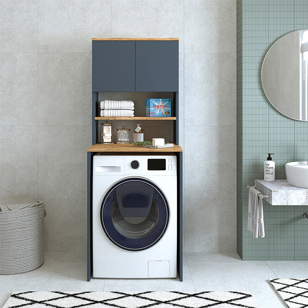 Cabinet for washing machine, white/anthracite, MONICA, 65 x 181 x 60 cm