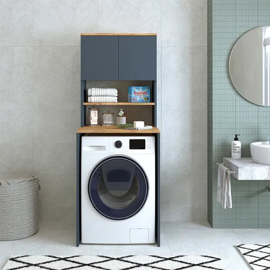 Cabinet for washing machine, white/anthracite, MONICA, 65 x 181 x 60 cm