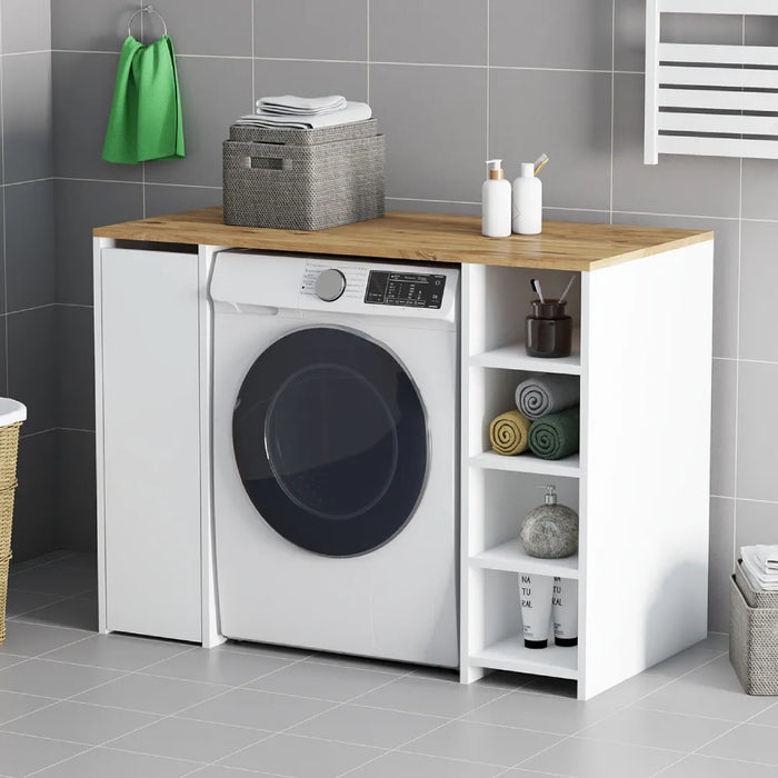 Washing Machine Cabinet with Drawer and Shelves