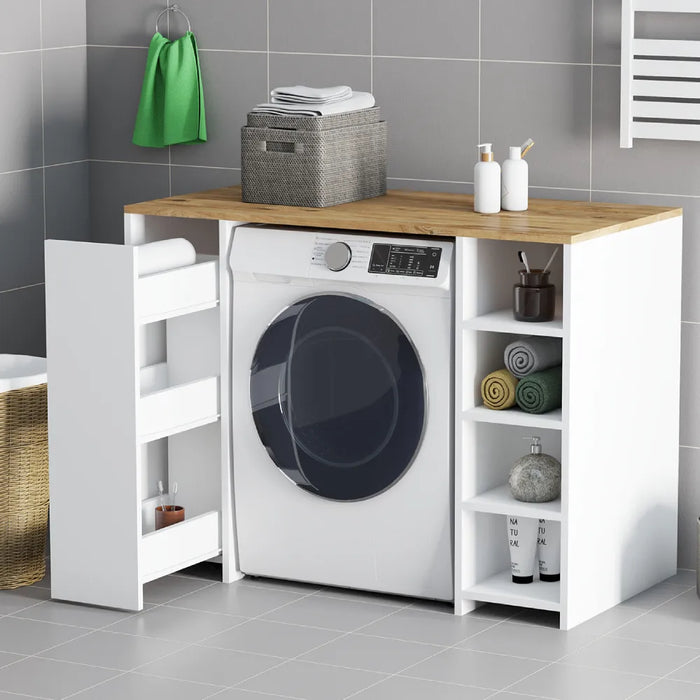 Washing Machine Cabinet with Drawer and Shelves
