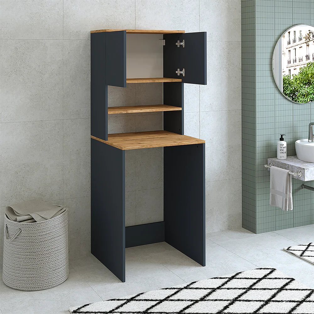 Cabinet for washing machine, white/anthracite, MONICA, 65 x 181 x 60 cm